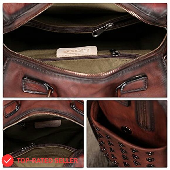 Genuine Leather Convertible Backpack Satchel Daypack Shoulder Bag Purse Chic - Picture 8 of 8